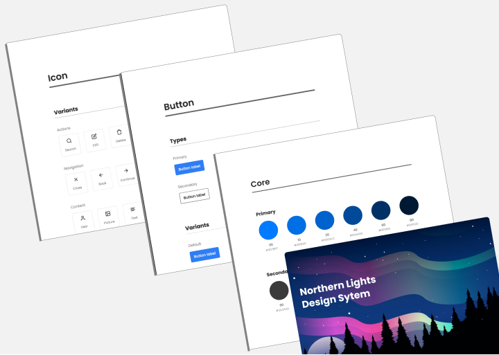 Northern Lights design system uses elements, components, patterns to take advantage of reusable assets